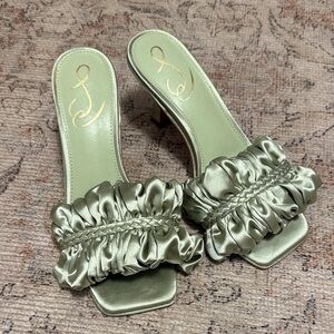 Sam Edelman Satin Ruffle Sandals in Sage Size 5.5